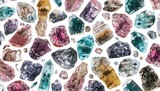 Stunning gems, rocks, and minerals with vibrant hues and intricate textures - abstract pattern and natural beauty