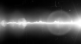 Abstract monochrome image with a bright horizontal light streak and film grain texture overlay effect