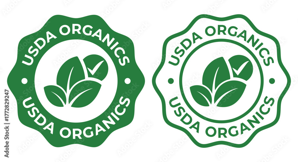 USDA Organic Badge Icon Set – Green Eco Certification Labels and ...