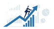 © Nure - Confident businessman climbs upward growth arrow symbolizing financial success and ambitious career advancement in dynamic business environment