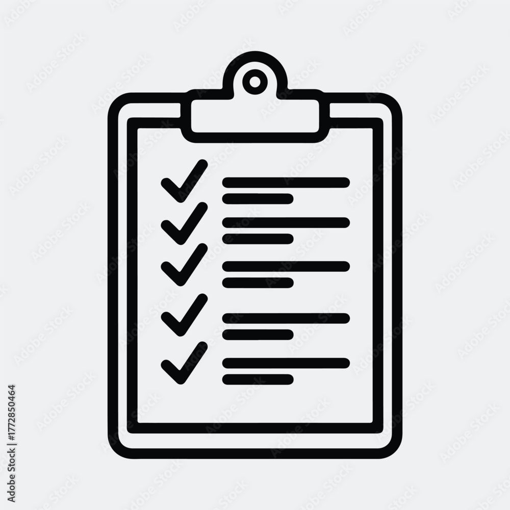 Silhouette Clipboard checklist document form task line art Vector illustration
