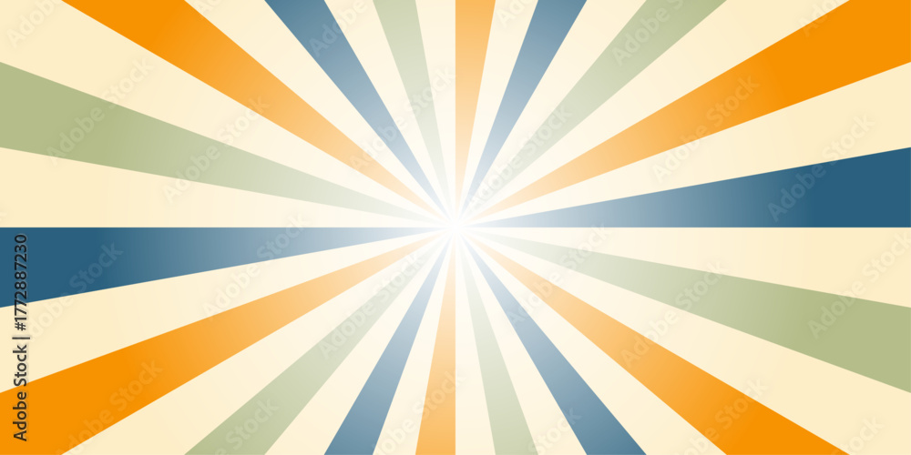 Retro sunburst rays background in vintage color palette with gradient ...