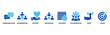 © Lembong135 - Working together icon set In Blue Style, Vector Illustration for communication, coordination, support, delegation, efficiency, collaboration, teamwork, spirit, goals