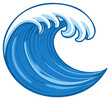 © Ганна Мрачківська - Stylized Blue Ocean Wave Illustration with White Foam Crest Graphic Design