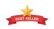 © AkmalAli - A golden star sits atop a red ribbon banner that reads 'BEST SELLER', symbolizing achievement and top sales performance in a commercial context.