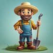 © Artwork_Freeland - Cheerful cartoon farmer with shovel ready for work