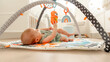 © ADDICTIVE STOCK - Infant playing with toy on a colorful playmat