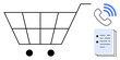 © robu_s - Shopping cart for commerce, phone with signal for communication, and documents symbolizing organization. Ideal for e-commerce, retail, business services, online shopping, client relations, workflow