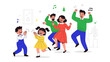 © azizunnahar - Joyful Family Dance: A lively family scene captures the pure essence of joy, with each member enthusiastically dancing, accompanied by musical notes that amplify the festive ambiance.