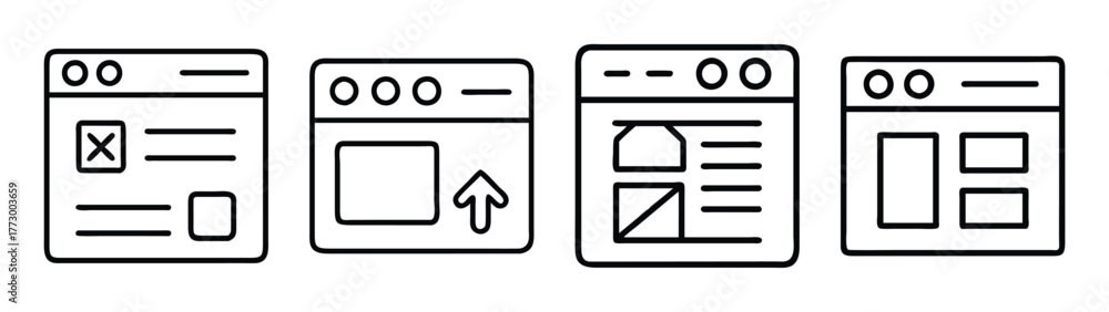 Four mobile app ui ux design layouts for ios and android development ...