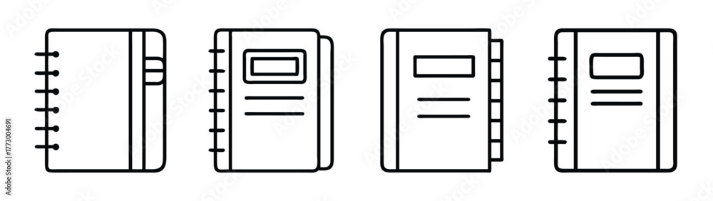 Notebook Binder Svg Download outline vector illustration of different types of binders and ...