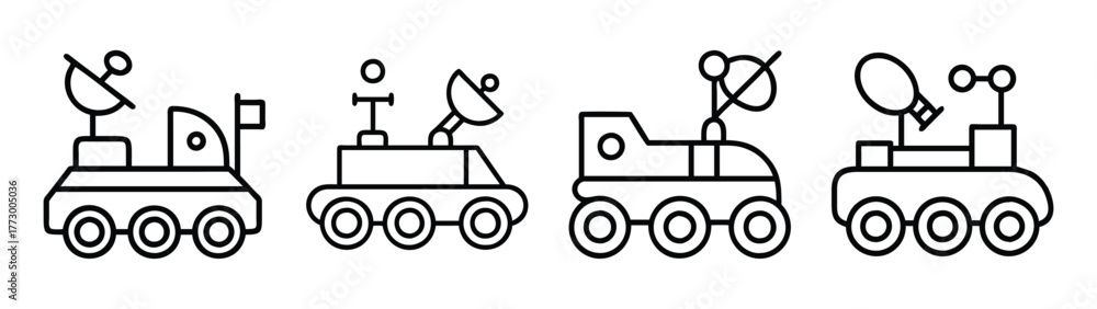 Line art of space rover vehicles for exploration and research on mars ...