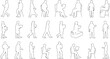 © Dazzling Arts - Minimal Human Figures for CAD Drawings, Vector Outline of People in Different Poses such as Sitting, Standing, and Walking for Architectural and Interior Design Plans