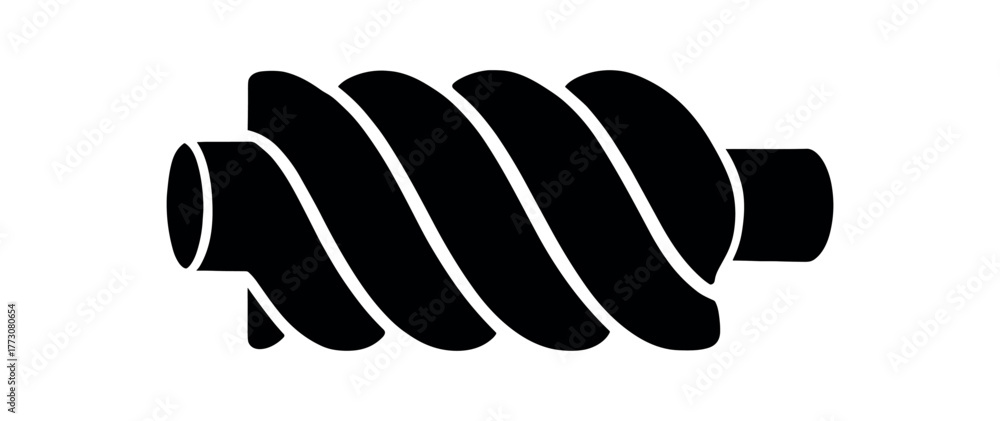wave screw rotor flat black solid vector illustration isolated on white background