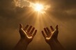 © Jelena - Warm beam of light breaking clouds over hands uplifted seeking guidance and hope