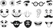 © creativestock - Cartoon facial features: eyes, mouths, noses, and accessories on transparent background