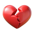 © PNG HOUSE - A realistic 3d rendered red heart symbol broken in two pieces isolated on transparent background