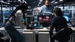 © DC Studio - Server hub engineers alarmed by cyberattack accessing confidential data, working to secure systems. Teamworking data center colleagues fighting malware intrusion during security breach, camera A