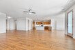 © Allison - A spacious, vacant room with hardwood flooring and a ceiling fan