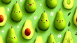© Putu - Adorable Avocado Cartoon Character Pattern with Floral Accents.