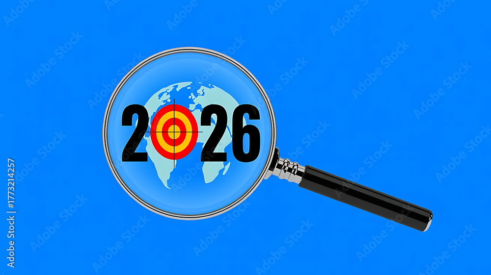 Targeting The Future Year 2026 With A Magnifying Glass On World Map And 1000 F 1773214257 