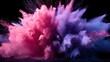 © Jojo* - Vibrant clouds of pink and purple pigment explode against a deep black background.