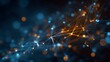 © sungedi - Glowing digital network structure with interconnected nodes illuminates a dark background