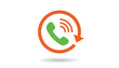 © Jobcens - Vector of handset and round arrow. Symbol of support service and maintenance. Icon of technical information