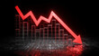 © RNL Fotografia - A red arrow drops over financial bars, symbolizing economic decline, losses and negative market trends