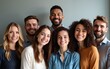© li - A happy and diverse group of young business professionals posing together for a team photo, Generative AI. High quality