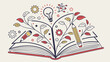 © kinza ali - Creative book concept sparks imagination, symbolizing education, innovation, and knowledge creation with vibrant drawings and a lightbulb idea