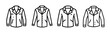 © Sourov - Collection of four stylized jacket icons representing various outerwear styles for fashion design and apparel concepts