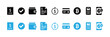 © Bar - Set of finance and payment icons in black and blue on a white background