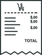 © Sidra - Simple receipt with shopping cart icon symbolizing purchase and total cost