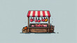 © Tahsin - Cartoon illustration of a meat market stall with various cuts of meat displayed