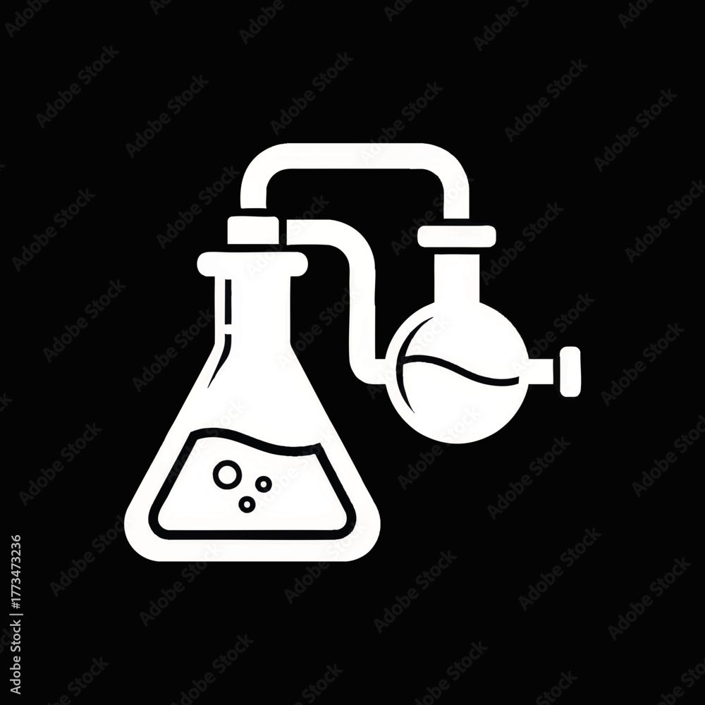 Alchemist's distillation alembic flask icon. A simplified vector ...
