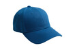 © MJ iceberg - Close-up view of a plain blue baseball cap isolated on a white background. The hat features a curved brim and structured panels, showcasing clean stitching and modern casual style.