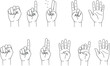 © Shahadot Creatives - Hand counting gesture icon set, finger numbers illustration, educational counting signs, math learning symbols, finger counting, preschool numeracy graphics