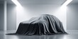 © 99 RIC - New car covered with black cloth for presentation in bright showroom