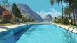 © Abiel - outdoor pool view with rugged mountain backdrop