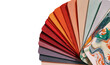 © Pisang - Fan of paper swatches in warm and cool tones, some marbled