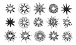 © Salomi art - Set of hand drawn star shapes with different outlines and rays. Black and white vector doodle collection isolated on white background. Celestial and decorative element concept for design, pattern, or