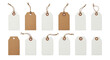 © ray - White and brown tags with twine isolated on a transparent background