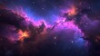 © CLARET - Vibrant cosmic nebula glows with stunning purple and orange hues against a starry deep space backdrop, inspiring wonder and vast exploration
