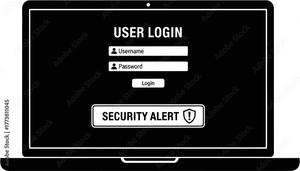 Sign In Alert USER LOGIN and security alert sign on laptop flat design Stock Vector ...