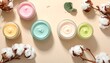 © senajung - Colorful Face Creams on Beige Background.