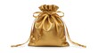 © Roushon - A golden satin gift bag isolated on white background, perfect for presenting luxury items, jewelry, or special occasion presents with elegance and style