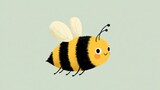 Cute cartoon bee childish illustration in flat style
