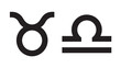 © ＰＮＧ・アート - Taurus and Libra zodiac signs simple flat vector glyphs for astrology and horoscope designs isolated on white background
