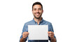 © Firman Dasmir - Smiling man holding blank sign isolated for promotional advertisement